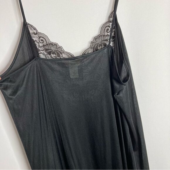 Cachet Black Vintage Lingerie Long Maxi Nightgown Large Lace Detail 80s - Picture 10 of 11